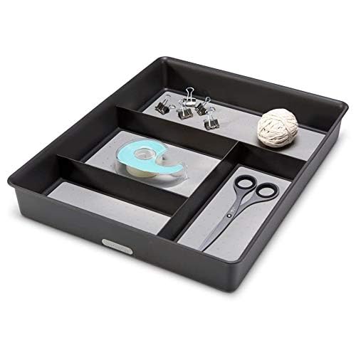 madesmart Classic Drawer Organizer Tray - 4-Compartment, Plastic, Premium Granite, Model 15722