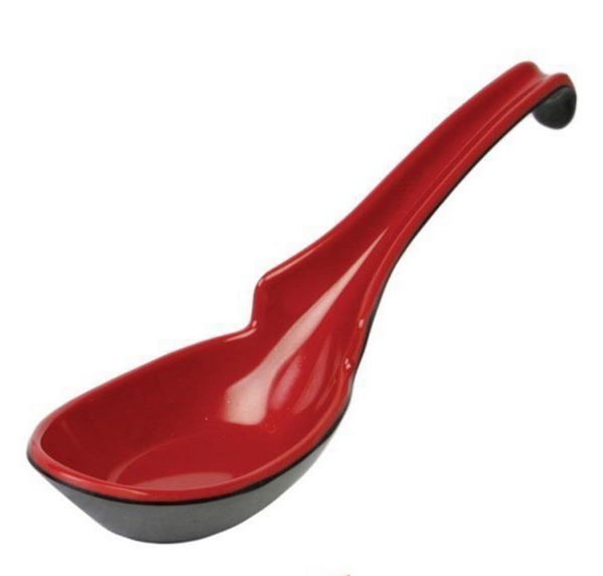 Japanbargain 2397, Set Of 12 Soup Spoons With Hook Asian Soup Spoons Chinese Spoons With Notch Hook Japanese Ladle Spoons, Red A