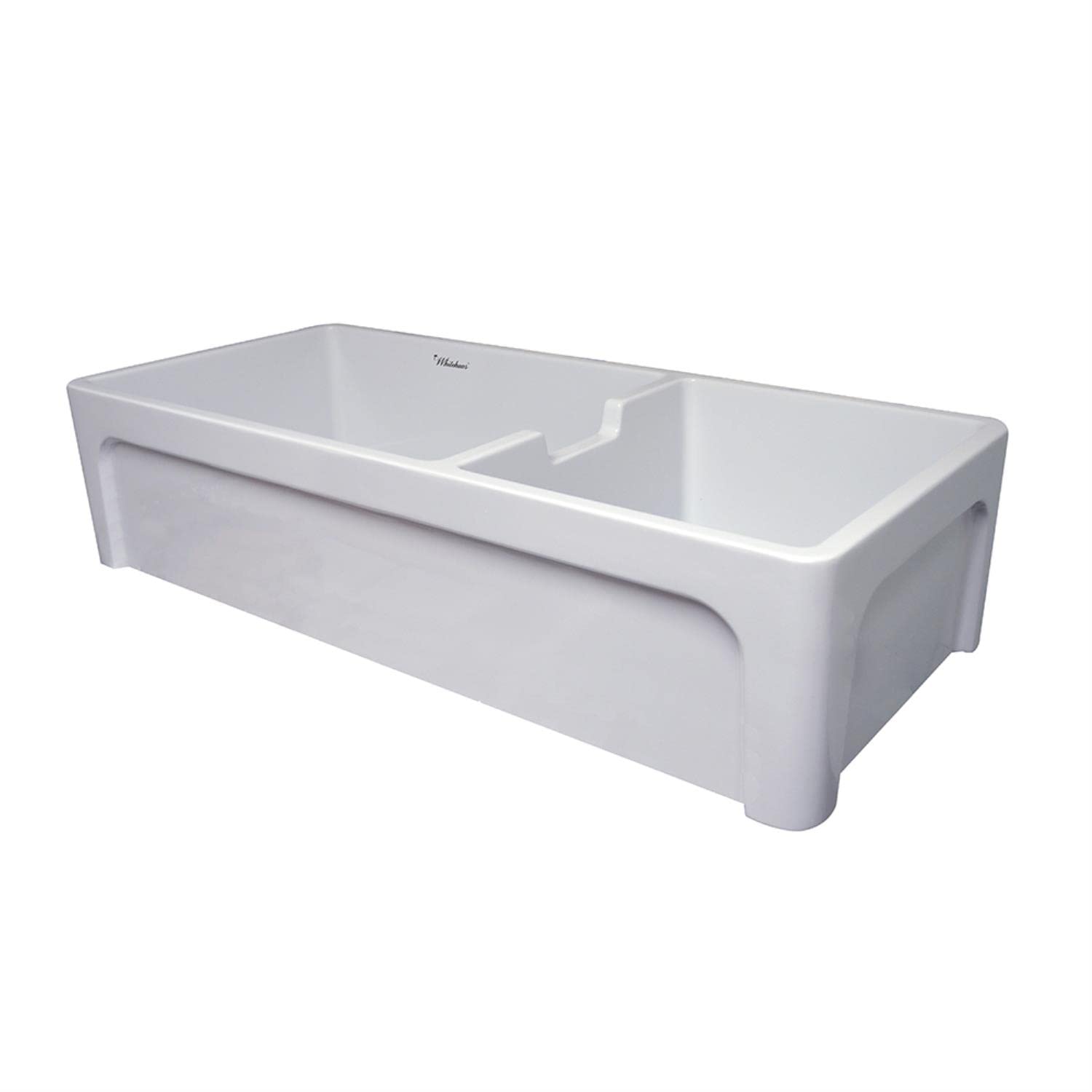 Farmhaus Fireclay Large Reversible Sink And Small Bowl With An Elegant Beveled Front Apron On One Side And A Decorative Lip On T