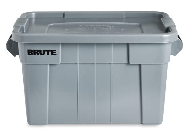 Rubbermaid Commercial Products Brute Tote Storage Container With Lid, 20-Gallon, Gray, Pack Of 1