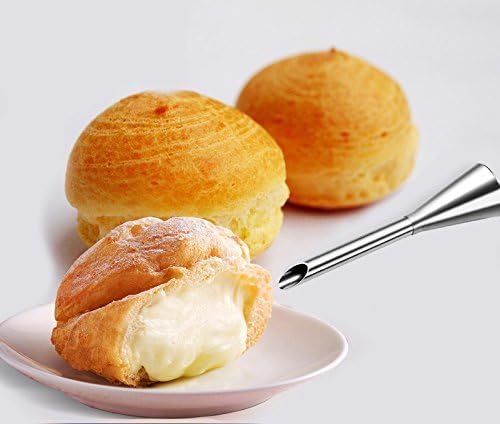 5 Pcs/Set Cream Puff Icing Piping Nozzle Tips, Betterjonny Stainless Steel Long Puff Nozzle Tip Decorating Tools Cake Piping Noz