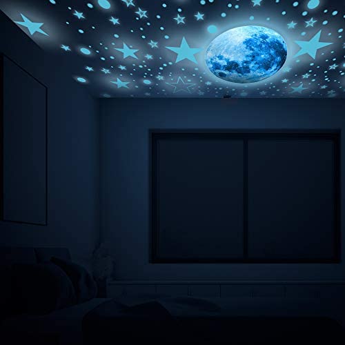 DESERT CAMEL Glow in The Dark Stars Decals for Kids Room, 1078Pcs Blue Ceiling Stickers, Space & Moon Theme