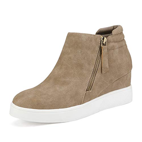 Dream Pairs Womens Taupe Casual Platform Wedge Sneaker Booties Size 9 M Us Wedge-Snkr-2