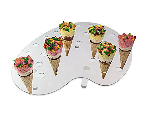 Source One 35 Slot Palette Display Stand For Mini Cones Multi Colored Acrylic - Food Grade (4 Pack, Clear)