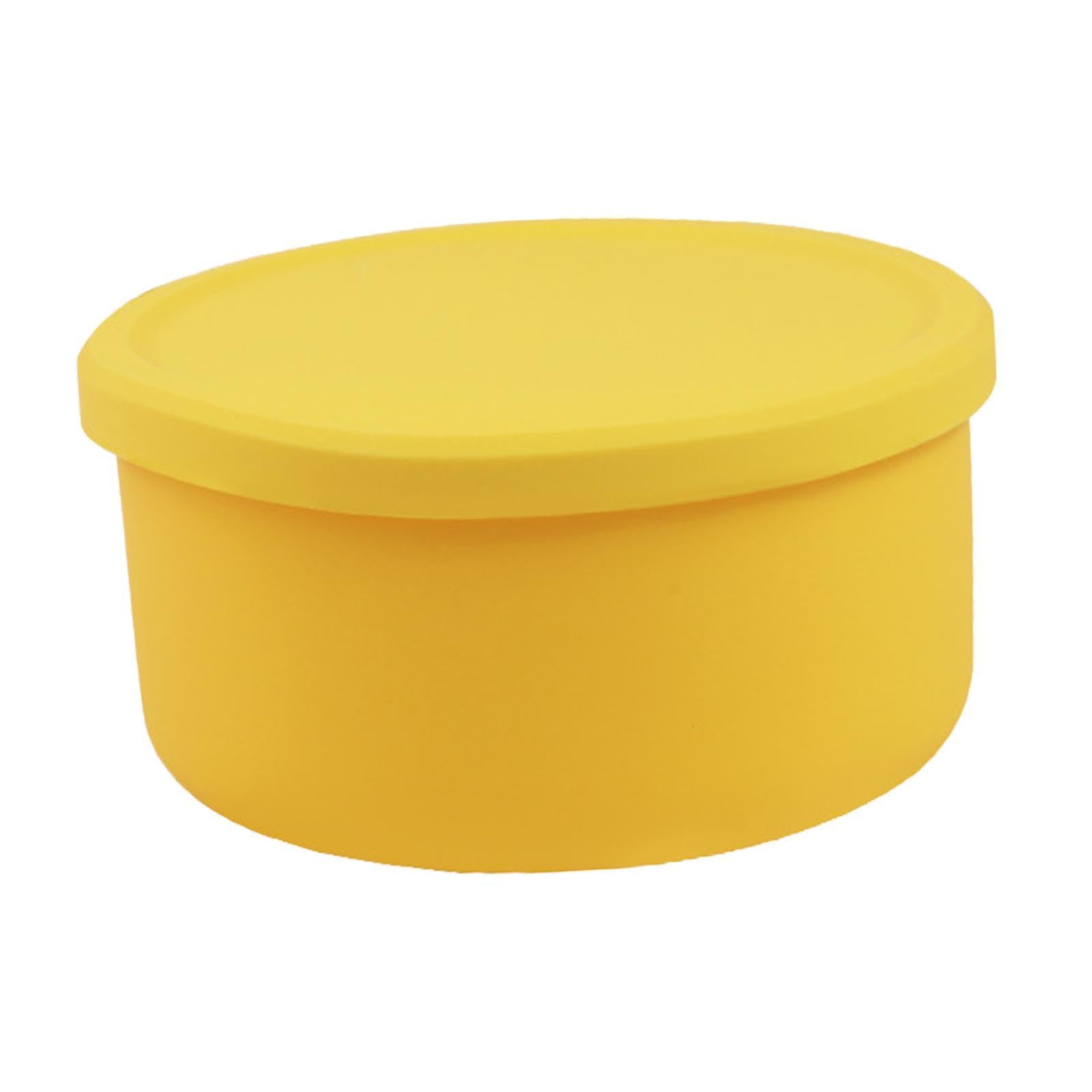 Calandis Silicone Compact Stackable Simple Round Lunch Boxes For Kids Student Yellow | Lunch Containers | Kitchen Storage & Orga