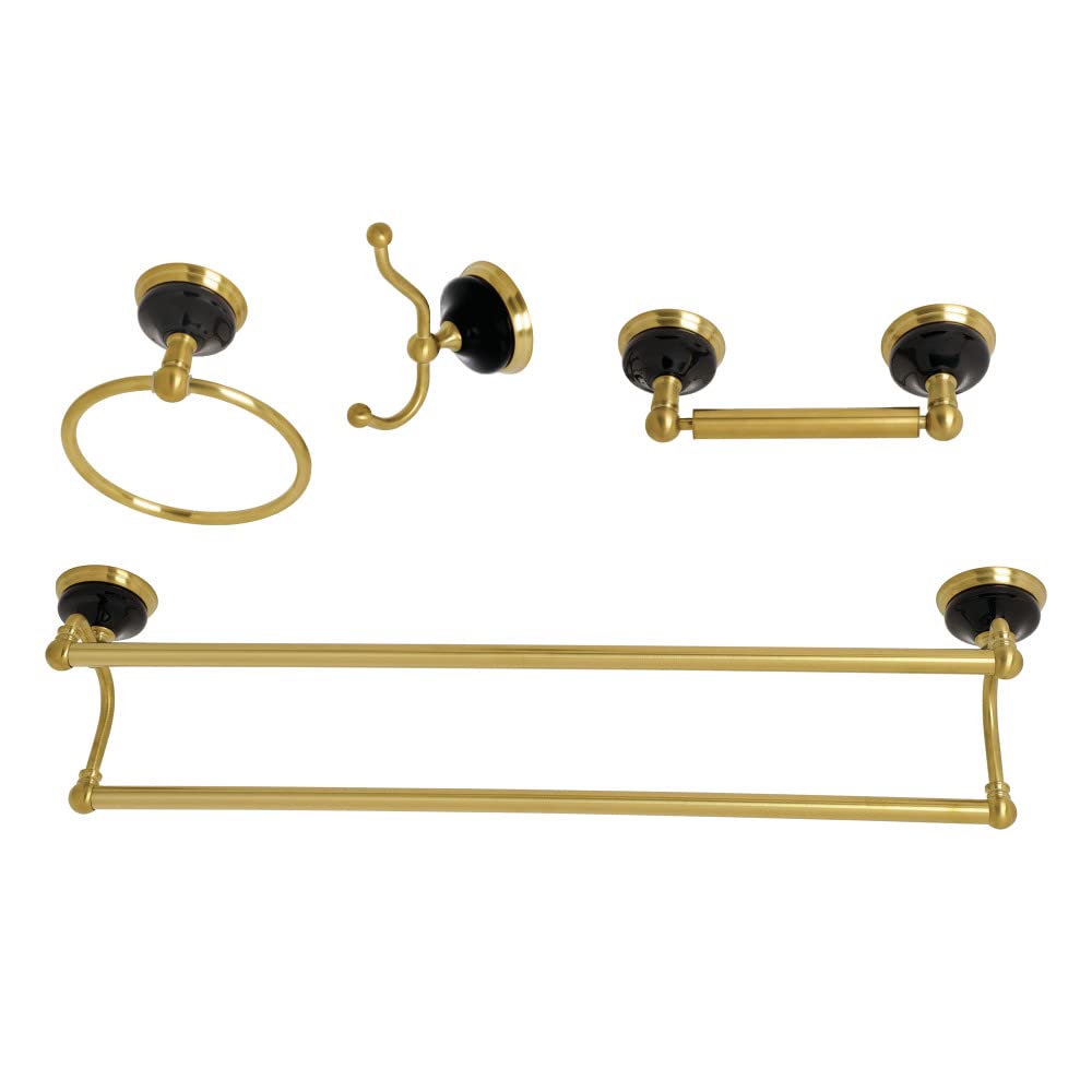 Kingston Brass BAK9113478BB Water Onyx 4-Piece Bathroom Accessory Set  Brushed Brass