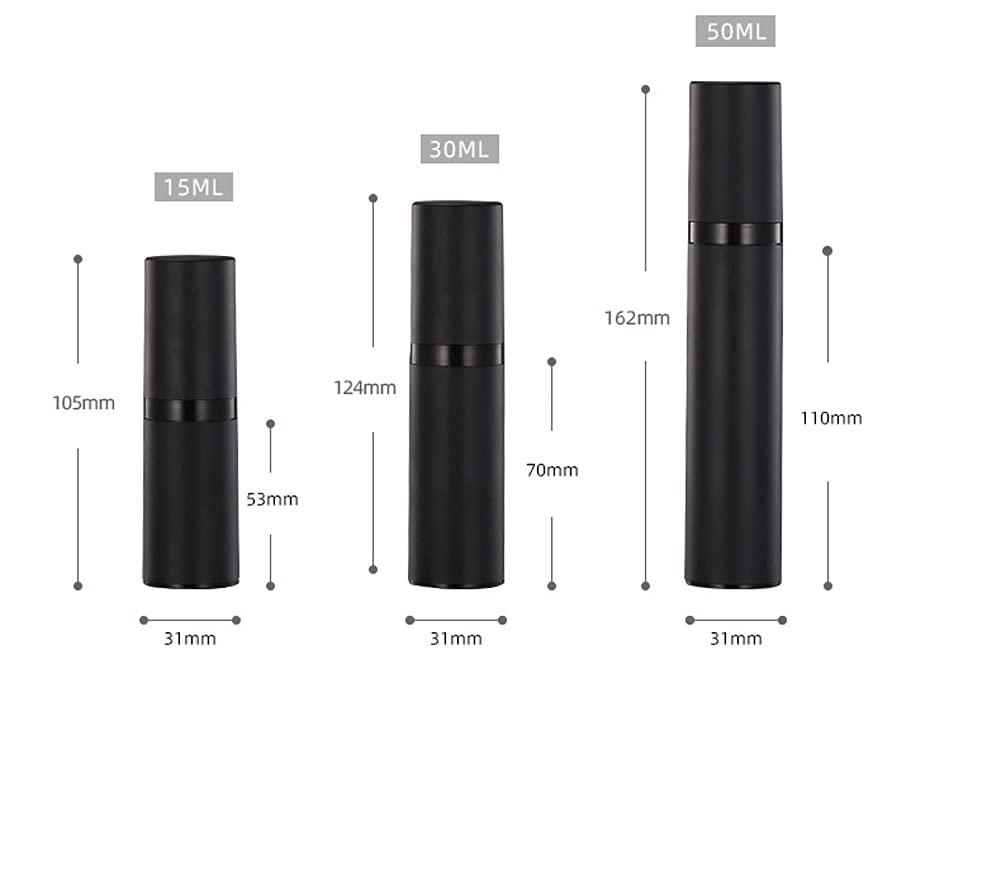 3 Pack Black Airless Pump Bottle Travel Lotion Bottles Cosmetic Cream Bottle Vacuum Pump Bottles Makeup Dispenser Container (15M