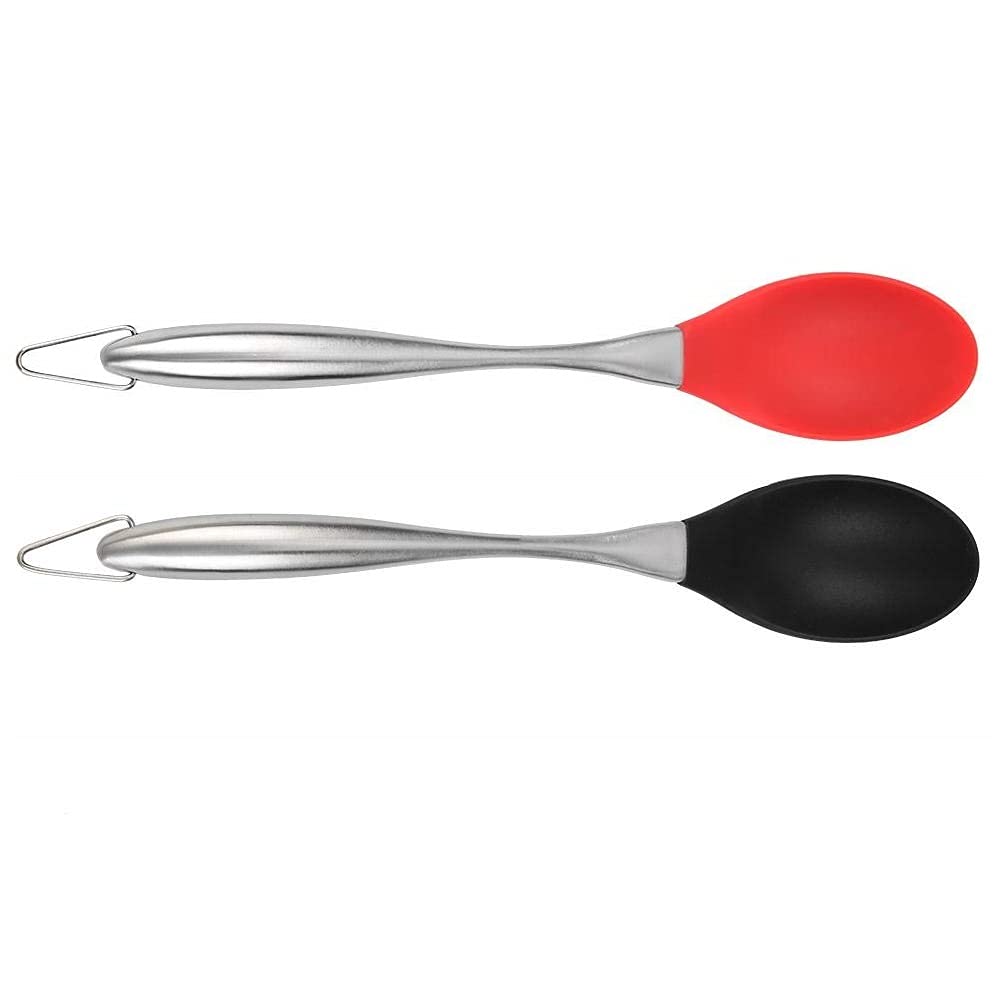 We3 Silicone Mixing Spoon With Stainless Steel Handle, ScratchResistant & HeatResistant Stirring Spoons, Kitchen Utensil Safe 
