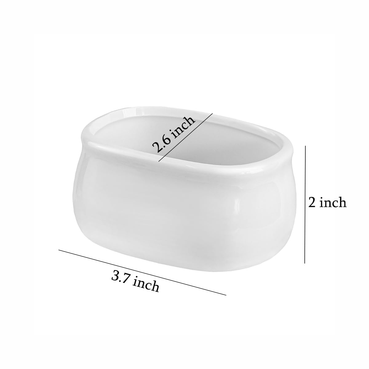 Sizikato 2Pcs Pure White Porcelain Sugar Packet Holder Tea Bag Bowl, 3.7 Inches