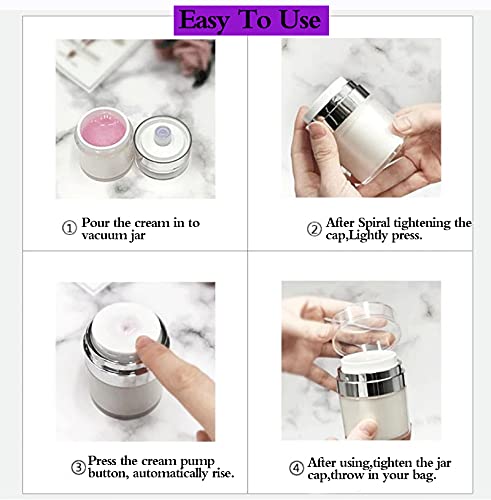 Furnido 3 Pack 0.5 Oz Airless Pump Jars,Empty Acrylic Makeup Cosmetic Jar Containers With Press Pump,Refillable Airless Travel L