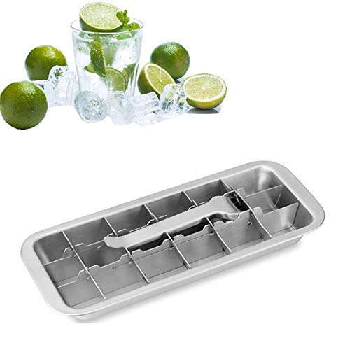 Qulse Lever-Style Ice Tray, 2 In 1 Steel Ice Making And Ice Cracker (Stainless Steel)