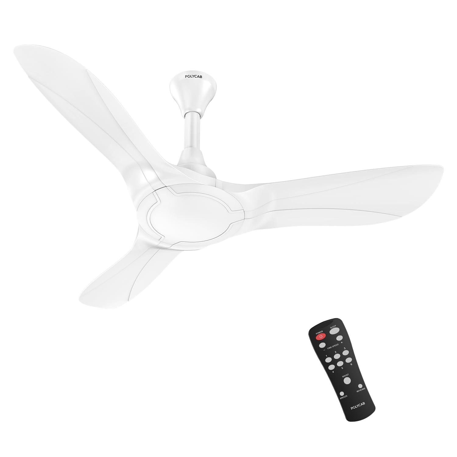 Polycab Silencio Cruiser Prime 1200Mm Bldc Remote Fan | IndiaS Highest Air Delivery| 5 Star, 4 Years WarrantyWhite