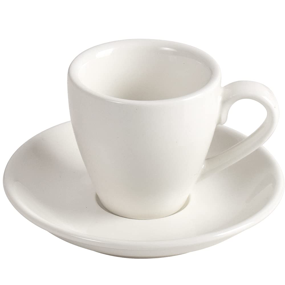 Ionegg Porcelain Espresso Cup With Saucer, Espresso Shot Cup, 80Ml/2.7Oz, White