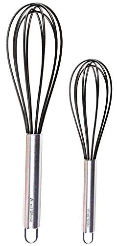 Wired Whisk Silicone Whisk Set Of 2  Stainless Steel & Silicone Kitchen Utensils For Blending, Whisking, Beating & Stirring  (