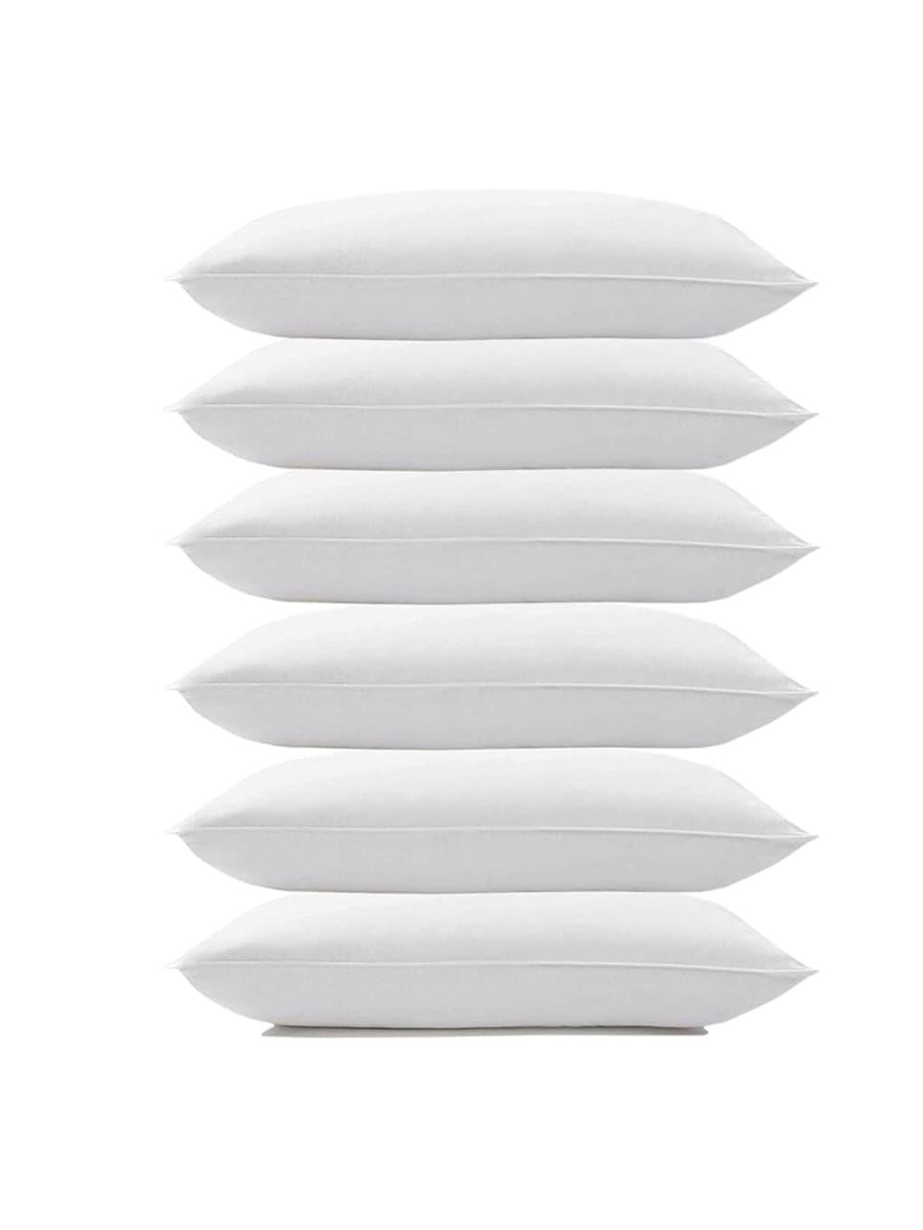 Microfiber Pillows Set Of 6 Height Adjustable With Stripes For Sleeping | Set Of 6 | 41X61 Cm (6, White, (6, White, King (U.K. S