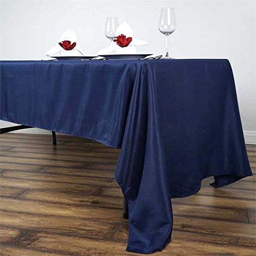 Balsacircle 60X126-Inch Navy Blue Rectangle Polyester Tablecloth Table Cover Linens For Wedding Party Events Kitchen Dining