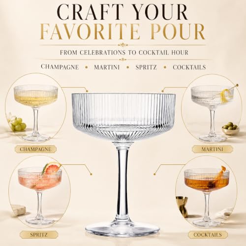 Barcelona Acrylic Champagne Coupe Cocktail Glassware, Set of 2