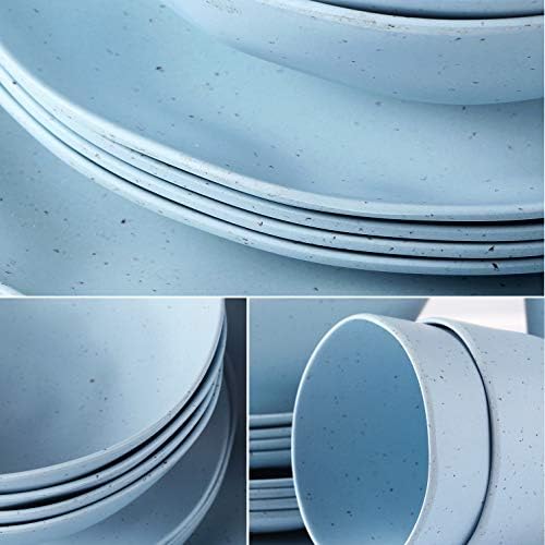 MORGIANA Reusable Bamboo Dinnerware Set for 2 - 8 pcs Camping Dishes, Large Blue, Model SANLE001