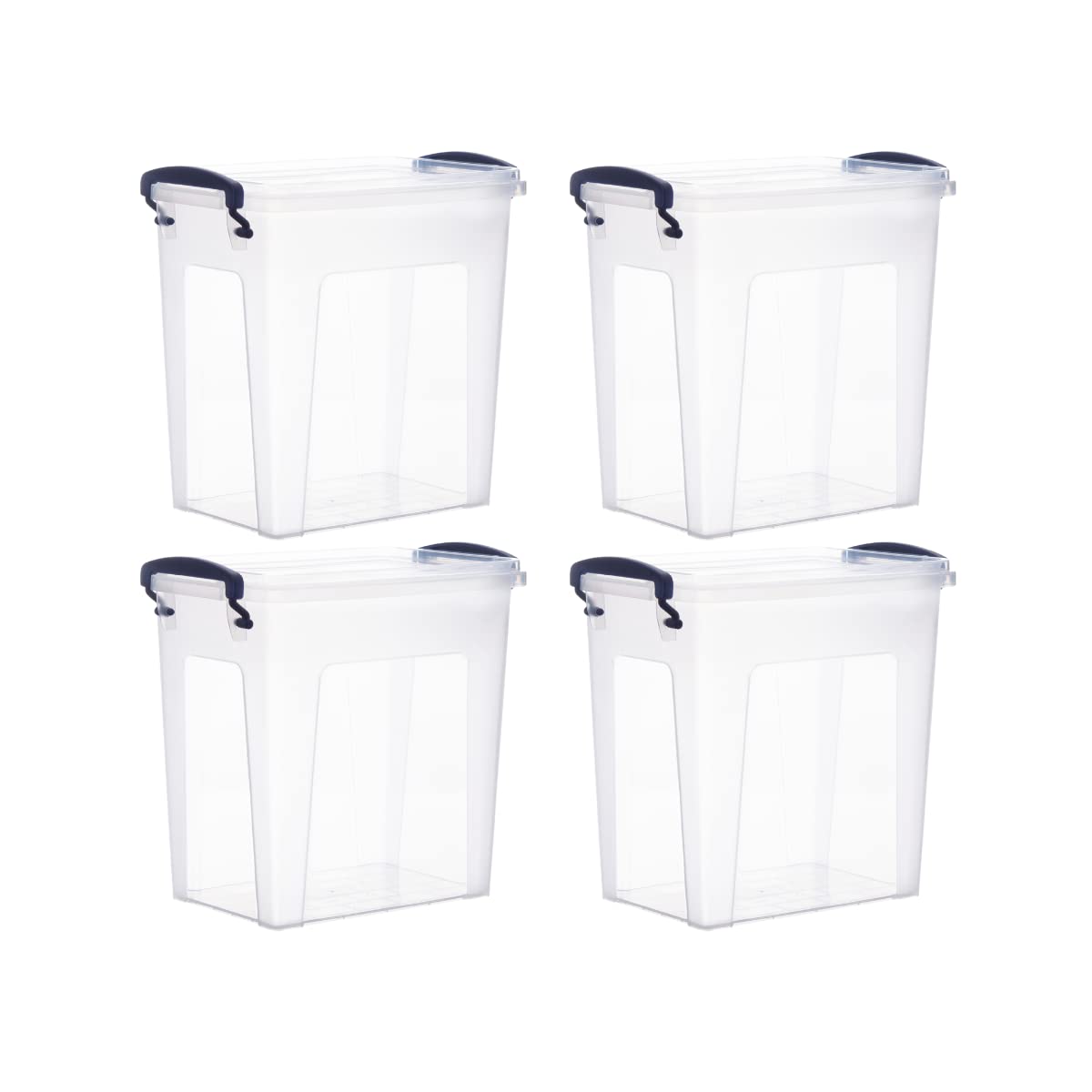Superio Clear Storage Bins With Lids, Stackable Deep Storage Boxes With Latches And Handles, Extra Small, 4 Pack, Deep Container