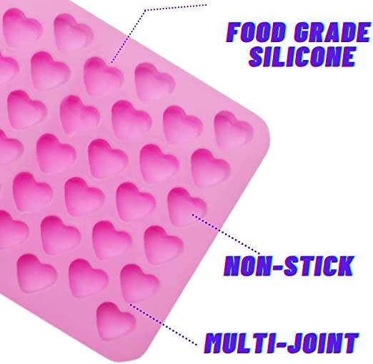 MoldBerry Chocolate Mould Heart Shape Silicone Molds Non-Stick Chocolate Candy Ice Tray Jelly Sweets Molds, DIY Wax Melt Baking