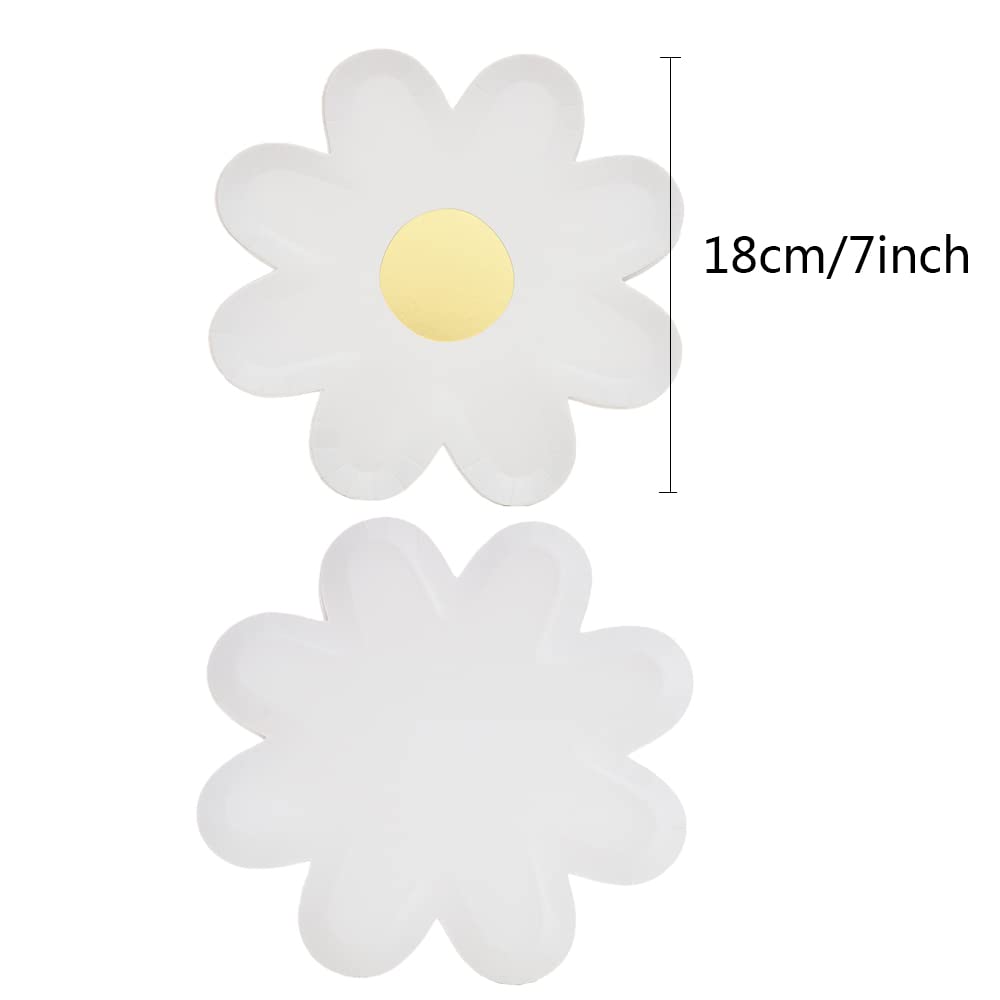 30 Pieces Daisy Flower Shape Disposable Plates 7Inch Paper Plates Party Tableware Daisy Food Tray Daisy Party Dessert Plates For