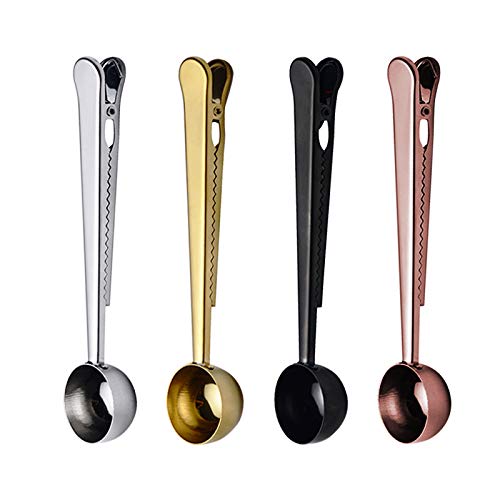 10 Pcs Scoop With Clip,2-In-1 Stainless Steel Coffee Scoop And Bag Clip For Measuring Coffee, Tea,Protein Powder, Instant Drinks