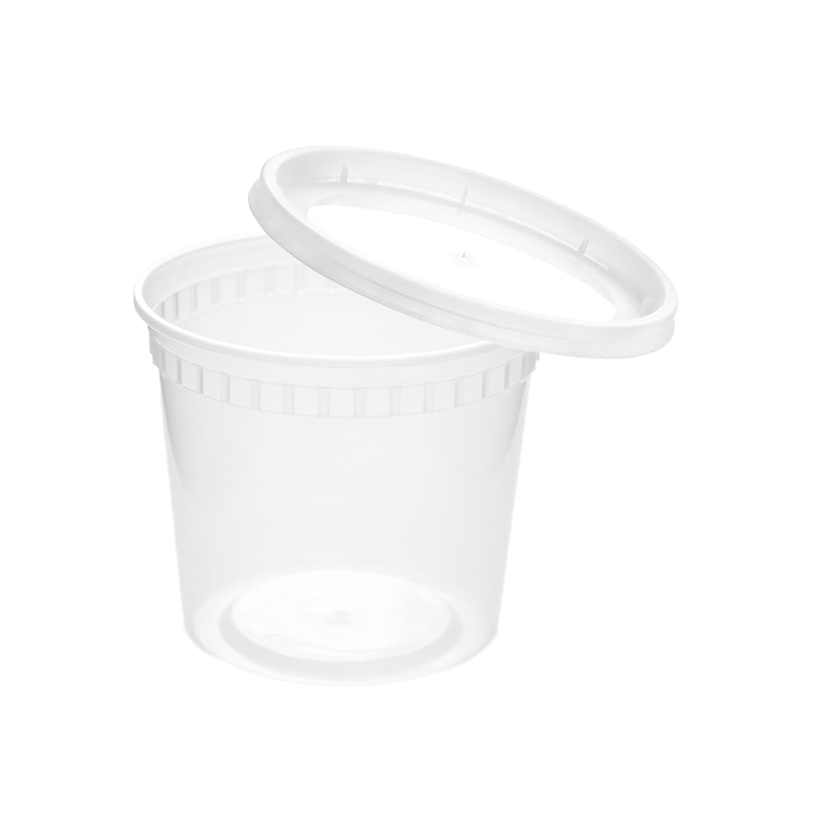 plaspapier 16 oz Clear Deli Containers - 48-Pack with Lids, Round Airtight Condiment Cups, BPA-Free, Dishwasher Safe - For Sauce