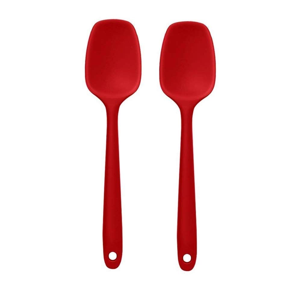 PPlus International Silicone NonStick Heat Resistant Kitchen Utensil| Spatula Spoon Big 27Cm |Pack Of 2 Red