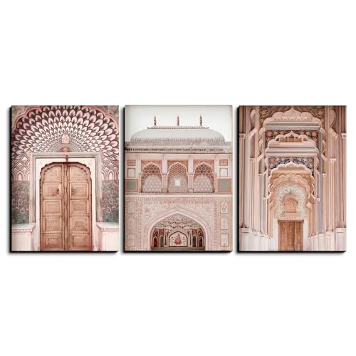 Chalk My Theme Jaipur City Wood Print Wall Art Set Of 3 Home Decor, Living Room, Bedroom, Cafe, Room Painting For Wall Decoratio