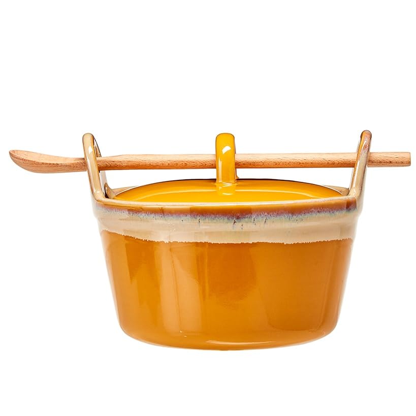 Casserole with Wooden Spoon - Mustard