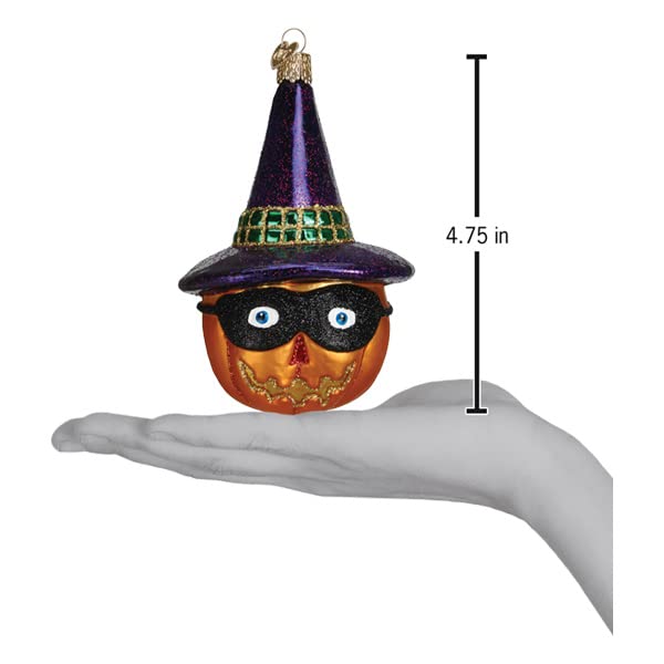 Old World Christmas Masked Witch Jack O'Lantern Glass Blown Ornament for Christmas Tree, Handcrafted Holiday Decoration, Hallowe