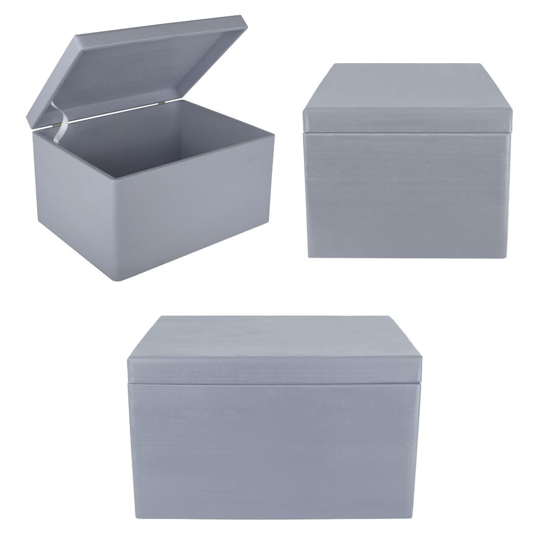Creative Deco Large Grey Wooden Box Storage with Hinged Lid | 15.8 x 11.8 x 9.44 inches (+-0.5) | with Handles | Gift Box Storag