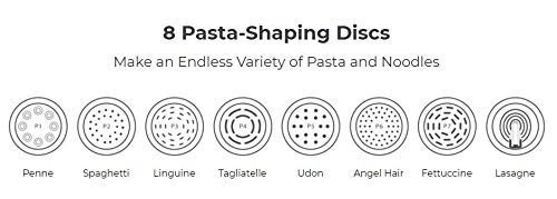 Emeril Everyday Automatic Pasta Maker PM-01 - 8 Shaping Discs, Black, Plastic, Standard Size with Juice/Frozen Treat Attachment