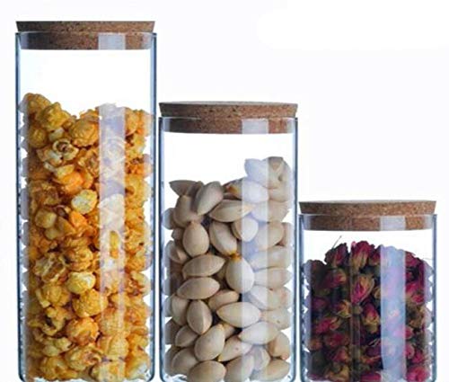 Xingzi Kitchen Storage Containers With Cork Lids Set Of 2 300Ml/10Oz Durable Refillable Clear Glass Food Canisters Storage Conta