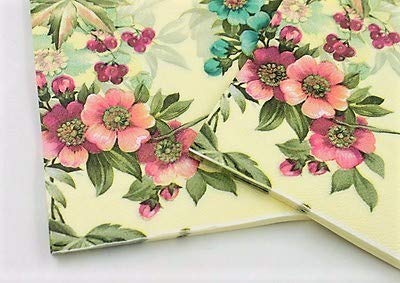 Wallye Shabby Chic Floral Paper Napkins,Mint Floral Printed Country Garden Inspired For Thanksgiving Garden Party Or Wedding,100