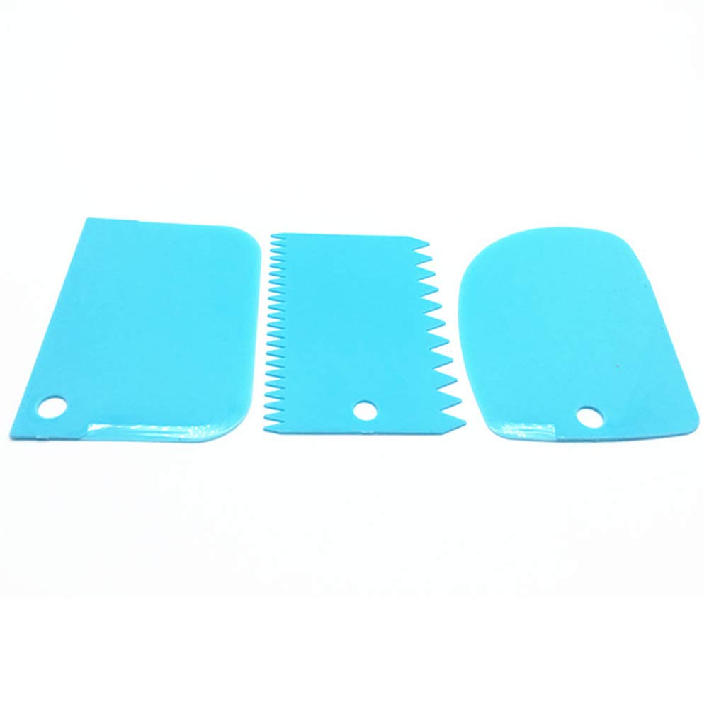 Lasenersm 3 Pieces Dough Scraper Bowl Scraper Cake Scraper Plastic Dough Cutter Jagged Edges Scraper Curved Edge Scraper Flat Ed