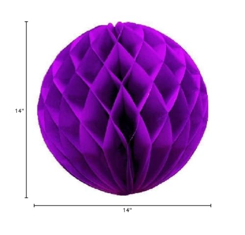 Matissa 14''(35Cm) Paper Honeycomb Balls (Pack Of 3) Several Colours Available (Purple)
