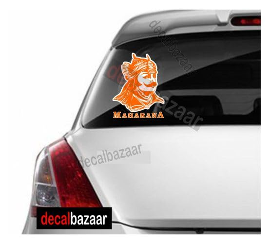 decalbazaar Vinyl Maharana Pratap Singh Glossy Glass Wall Vehicle Sticker, 11 x 8.5 Inches Orange