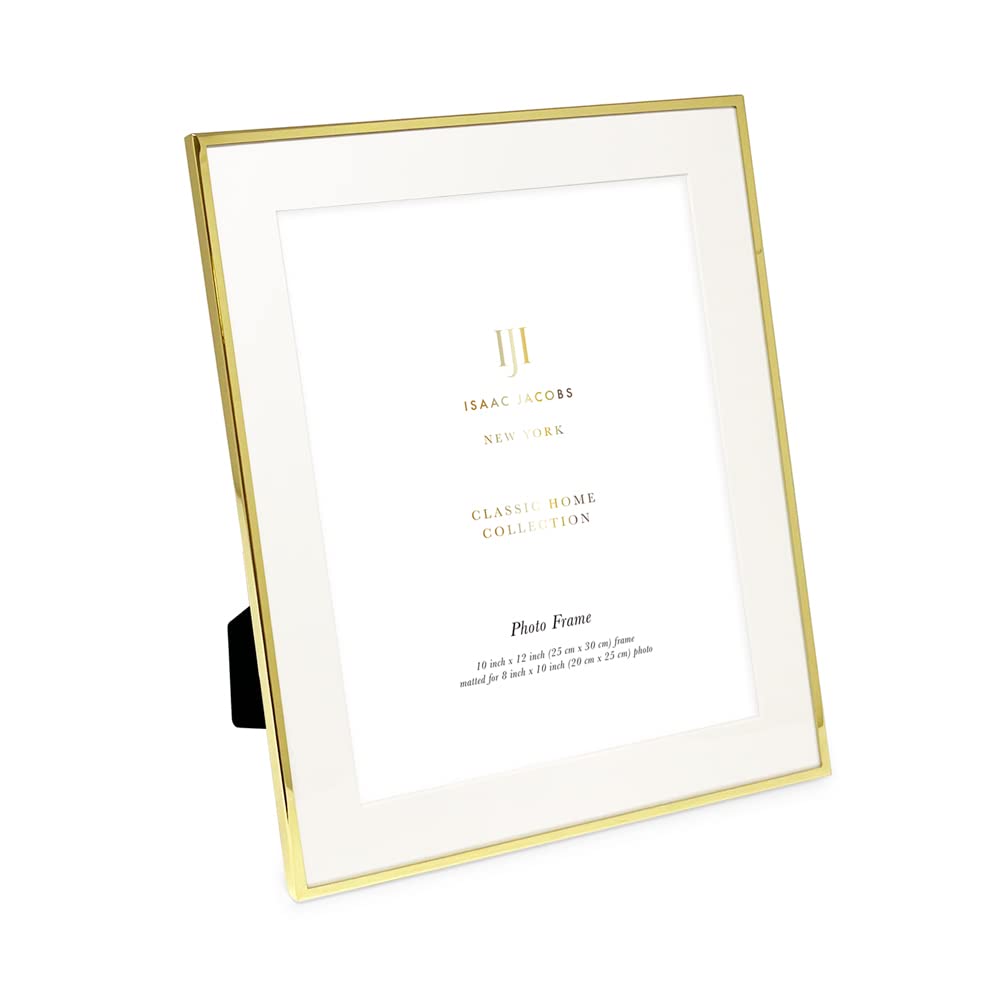Isaac Jacobs 10x12 (Matted 8x10) Gold Metal Picture Frame, Classic Metal Photo Frame Made For Tabletop & Hanging Display, Home a
