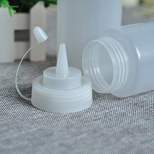 Childhood 8 Oz Squeeze Squirt Condiment Bottles With Cap - Transparent Plastic - For Ketchup Salad Dressing Mustard Olive Oil Se