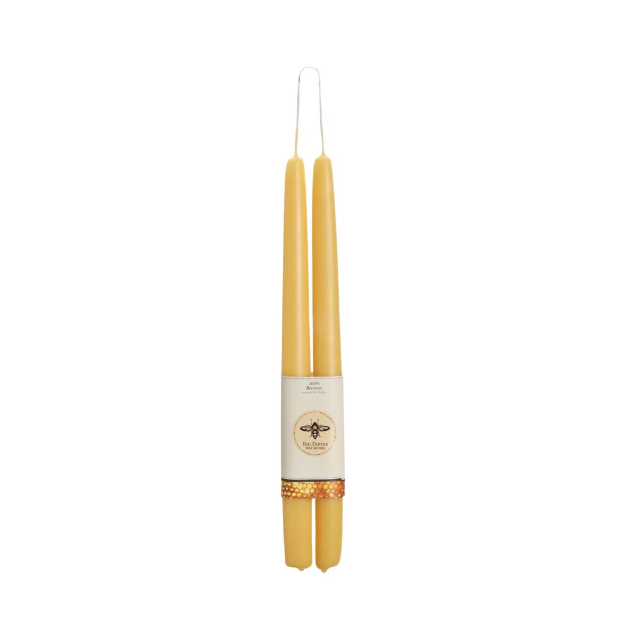Big Dipper Wax Works Beeswax Taper Candles, Hand Dipped Pure Beeswax Candle, 12-Hour Long Burn, Natural Colored, 12 x 7/8, All N