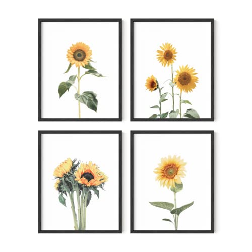 Haus And Hues Sunflower Wall Decor And Sunflower Posters - Set Of 4 Sunflower Bedroom Decor Sunflower Paintings For Wall, Yellow