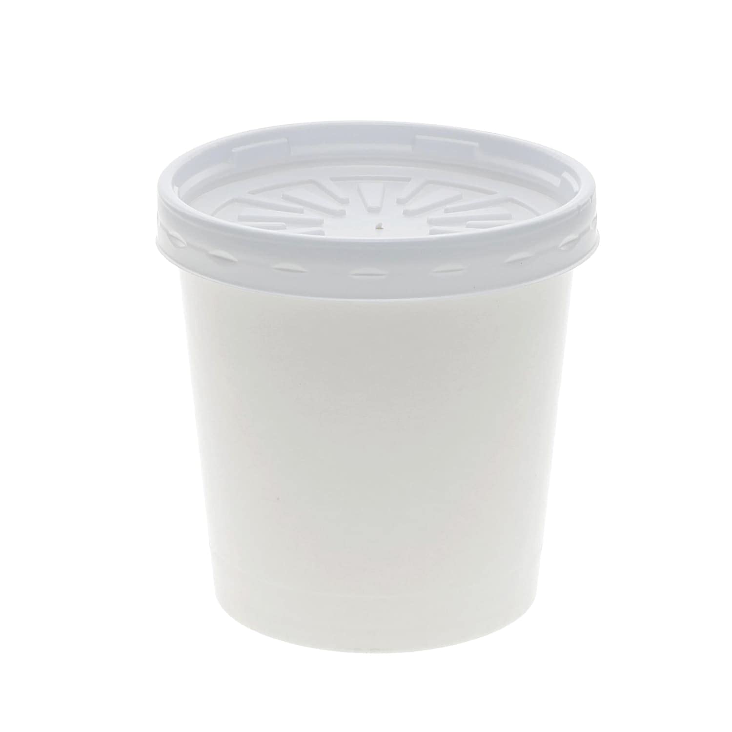 Pactiv Evergreen Paper Round Food Container And Lid Combo, 16 Oz., 3.75-Inch Diameter X 3.88H-Inch, White, 250/Carton (D16Rbld)