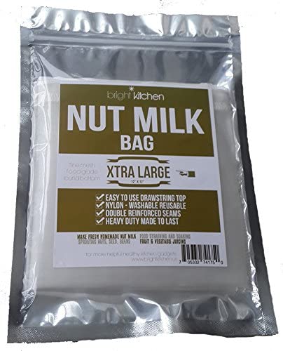 Bright Kitchen Premium Nut Milk Bag - Fine Nylon Mesh Almond Mylk Strainer