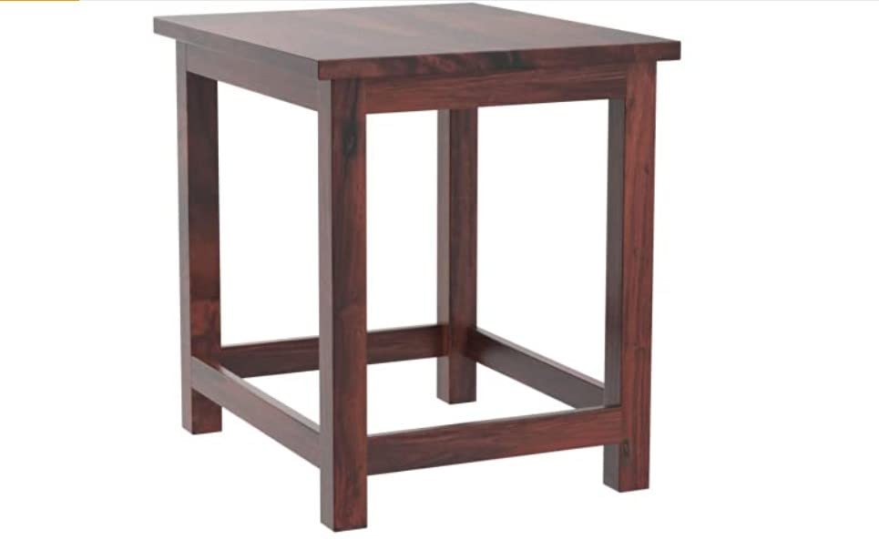 Umark Wooden Sitting Stool 18 Inch For Home | Square Sheesham Wood Table For Bedroom, Outdoor, Office & Multipurpose Use In Natu