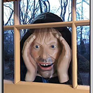 Scary Peeper Freak Halloween Decoration Peeping Tom, Indoor and Outdoor Window Hanging Mask for Spooky House Party Scares, Trick