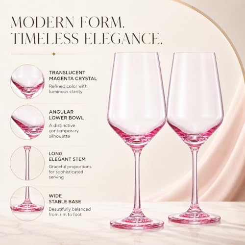 Monet Stemmed Wine Glassware, Magenta, Set of 2