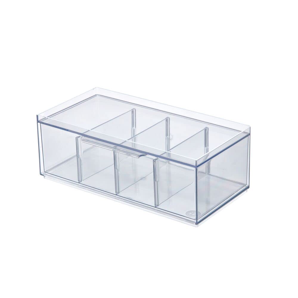 Idesign The Sarah Tanno Collection Plastic Cosmetic Drawer Organizer, Clearwhite Large