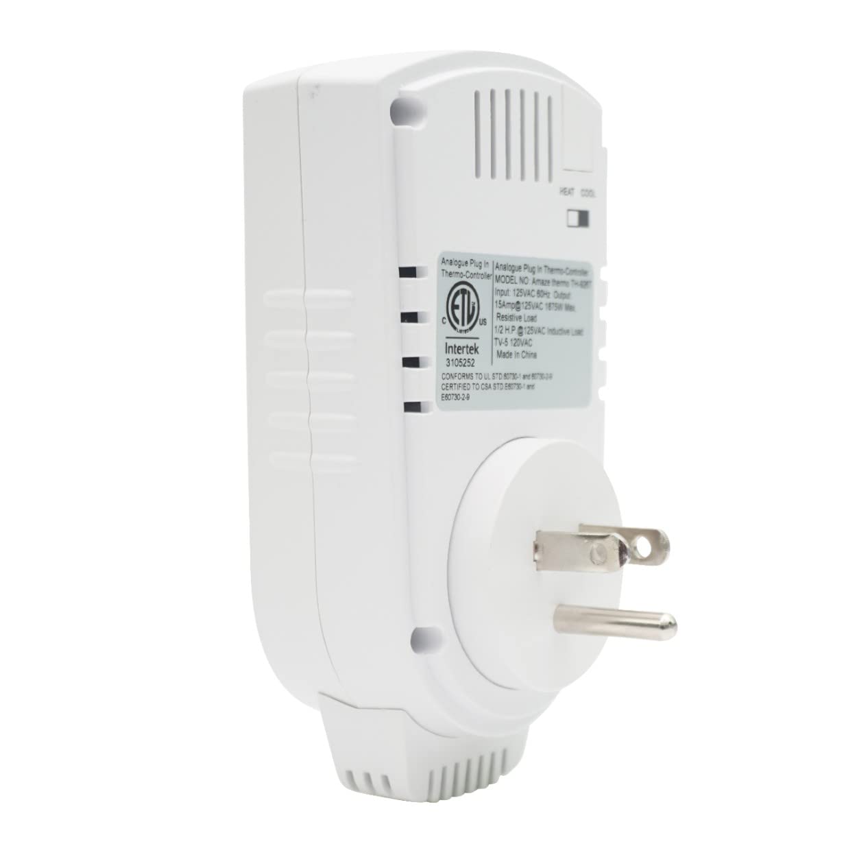 Amaze-Heater Plug-in Thermostat - Compatible with Heaters & ACs, Model TH-926T, White, 4.5 x 3.5 x 2.5 inches