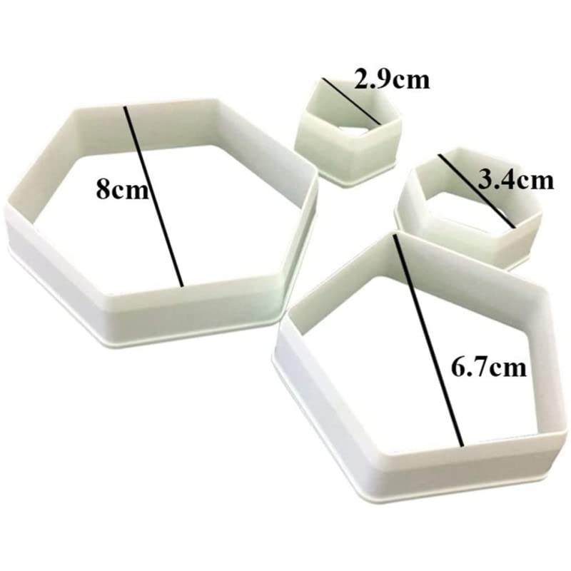 Soccer Ball Cookie Cutter,Hexagon Cookie Cutter,Football Cake Decorations - 4 Sizes Geometric Biscuit Cutters Sandwiches Pastry